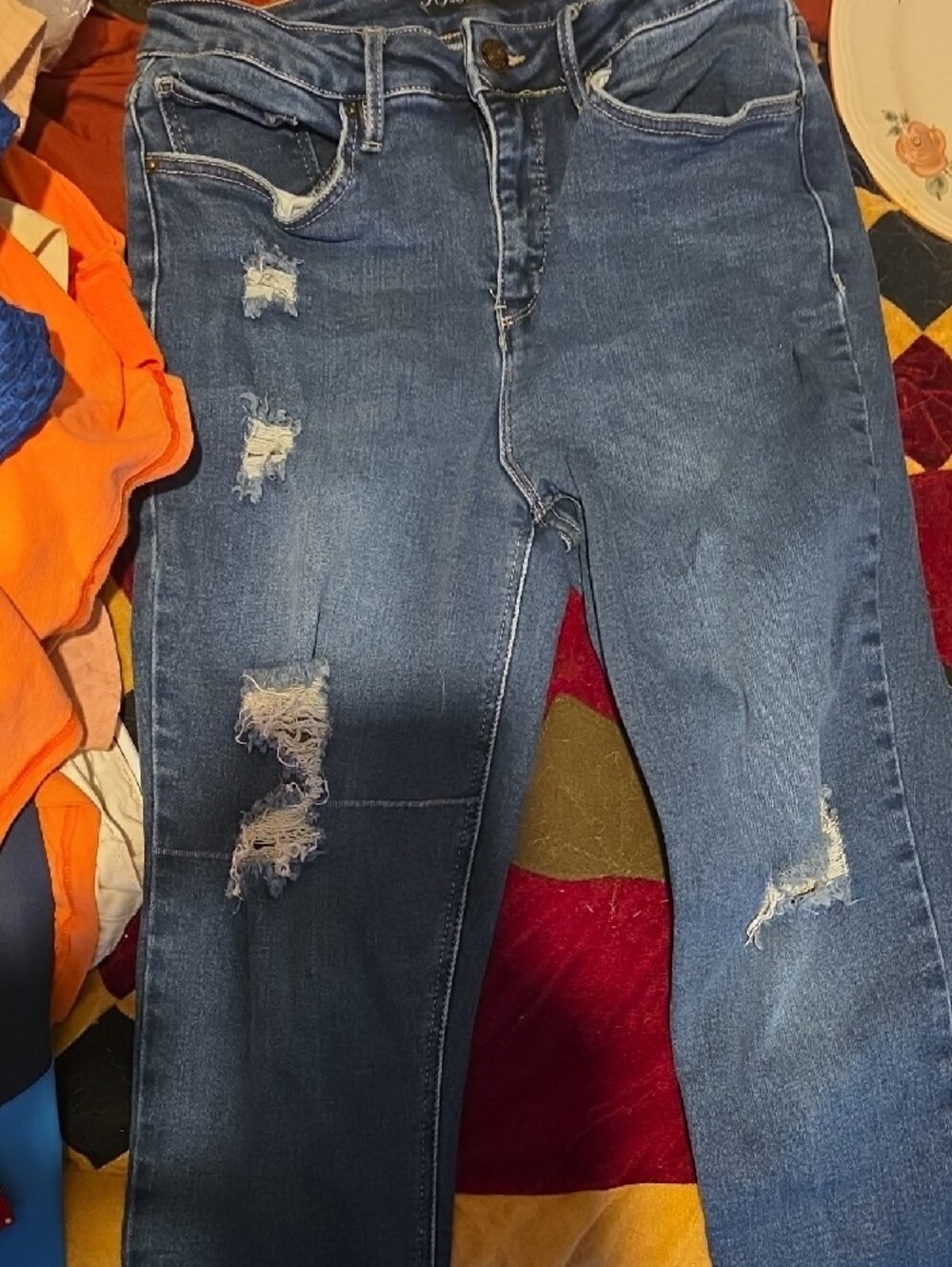 Royalty For Me Dark Blue Distressed Boyfriend Jeans - Picture 2 of 4